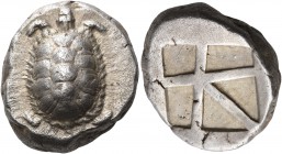 ISLANDS OFF ATTICA, Aegina. Circa 456/45-431 BC. Stater (Silver, 21 mm, 12.40 g). Land tortoise with segmented shell. Rev. Incuse square with a skew p...