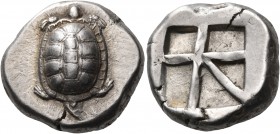ISLANDS OFF ATTICA, Aegina. Circa 456/45-431 BC. Stater (Silver, 19 mm, 12.22 g). Land tortoise with segmented shell. Rev. Nicely toned and well-cente...