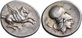 CORINTHIA. Corinth. Circa 400-375 BC. Stater (Silver, 22 mm, 8.66 g, 12 h). Ϙ Pegasus flying right with straight wings. Rev. Head of Aphrodite to left...
