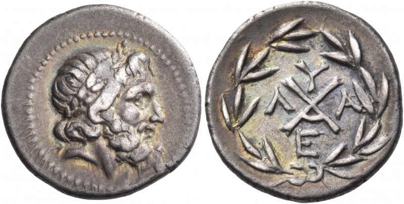 LAKONIA, Achaean League. Lakedaimon (Sparta). Circa 175-168 BC. Hemidrachm (Silv...