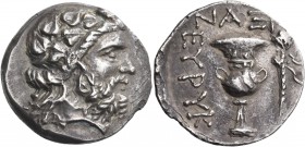 CYCLADES, Naxos. Late 3rd-mid 2nd century BC . Didrachm (Silver, 23 mm, 7.24 g, 12 h), Eyryk(...). Head of bearded Dionysos to right, wearing ivy wrea...