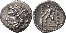 CRETE. Gortyna. Circa 98/6-94 BC. Drachm (Silver, 16 mm, 3.31 g, 11 h). Diademed and bearded head of Zeus or Minos to left. Rev. ΓΟΡΤΥΝΙ - ΩΝ Warrior,...