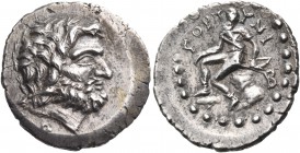 CRETE. Gortyna. Circa 98/6-94 BC. Drachm (Silver, 16 mm, 3.11 g, 12 h). Bearded head of Minos to right, without diadem; below neck, uncertain letter (...