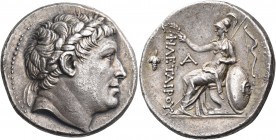 KINGS OF PERGAMON. Eumenes I, 263-241 BC. Tetradrachm (Silver, 27 mm, 16.79 g, 12 h), in the name and with the portrait of Philetairos, founder of the...