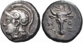 TROAS. Assos. 4th-mid 3rd century BC. Drachm (Silver, 14 mm, 3.24 g, 12 h). Head of Athena to left, wearing crested Attic helmet with olive branch on ...