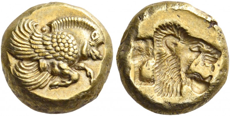 LESBOS. Mytilene. Circa 521-478 BC. Hekte (Electrum, 8 mm, 2.57 g), circa 500. F...