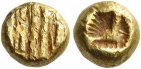 IONIA. Uncertain. Circa 650-600 BC. 1/24th Stater (Electrum, 5 mm, 0.62 g). Flattened striated surface. Rev. Incuse punch. SNG Kayhan 682. Cf. Weidaue...