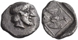 IONIA. Magnesia ad Maeandrum. Archepolis, circa 459 BC. Tetartemorion (Silver, 6 mm, 0.18 g, 5 h). Laureate and bearded head of Zeus to right. Rev. Ea...