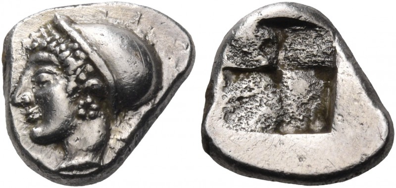 IONIA. Phokaia. Circa 521-478 BC. Diobol (Silver, 11 mm, 1.40 g). Head of a nymp...