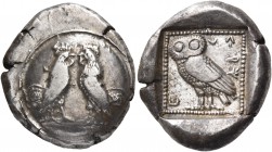 DYNASTS OF LYCIA. Kherei, circa 430-410 BC. Stater (Silver, 16 mm, 8.61 g, 6 h), Kandyba (?), 430. Two opposed roosters standing facing each other; al...