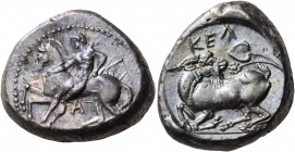 CILICIA. Kelenderis. Circa 430-420 BC. Stater (Silver, 19 mm, 10.83 g, 8 h). Youthful male kalpe rider, holding reins in his right hand and goad in hi...