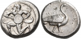 CILICIA. Mallos. Circa 440-390 BC. Stater (Silver, 19 mm, 11.06 g, 12 h). Bearded male diety (Kronos?), with four wings, in the running-kneeling posit...