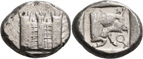 CILICIA. Tarsos or an Uncertain Mint in Southwestern Asia Minor. Circa 455-400 BC. Stater (Silver, 20 mm, 10.87 g, 6 h). Crenelated city walls with th...