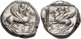 CILICIA. Tarsos. 425-400 BC. Stater (Silver, 20 mm, 10.81 g, 10 h). Male hero (Bellerophon), apparently nude but for his petasos, riding winged Pegaso...