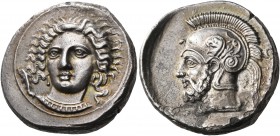 CILICIA. Tarsos. Pharnabazos, Persian military commander, 380-374/3 BC. Stater (Silver, 22 mm, 10.32 g, 7 h), c. 380-379. Head of Arethusa facing, tur...