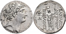 SELEUKID KINGS OF SYRIA. Antiochos VIII Epiphanes (Grypos), 121/0-97/6 BC. Tetradrachm (Silver, 31 mm, 16.65 g, 12 h), Ake-Ptolemais, circa 121-113. D...