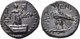 PHOENICIA. Sidon. Time of Claudius, 41-54. Chalkous (Bronze, 13 mm, 2.38 g), year 155 = 44/5. ΣΙ - ΔΩΝ Astarte, holding an aphlaston in her extended r...