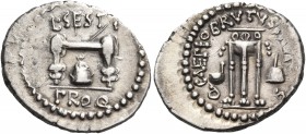 Brutus. Quinarius (Silver, 16 mm, 1.75 g, 12 h), military mint traveling with Brutus in southwestern Asia Minor, with the proquaestor L. Sestius, 43-4...