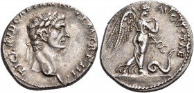 Claudius, 41-54. Denarius (Silver, 18.5 mm, 3.77 g, 9 h), Rome, 43-44. TI CLAVD• CAESAR AVG P M TR• P• III• Laureate head of Claudius to right. Rev. P...