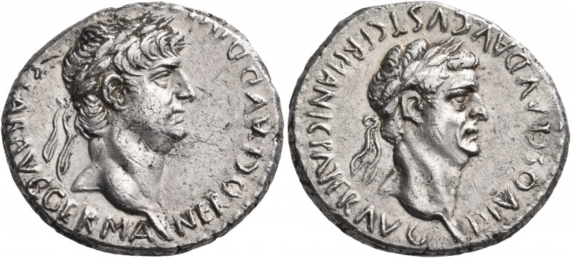 CAPPADOCIA. Caesaraea-Eusebia. Nero with Divus Claudius, 54-68. Didrachm (Silver...