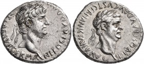CAPPADOCIA. Caesaraea-Eusebia. Nero with Divus Claudius, 54-68. Didrachm (Silver, 20 mm, 7.51 g, 12 h), c. 63-65. NERO CLAVD DIV[I CLAVD F CA]ESAR AVG...