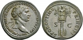 Trajan, 98-117. Dupondius (Orichalcum, 28 mm, 14.11 g, 6 h), struck to commemorate Trajan's victories in Dacia, Rome, 103-107. IMP CAES NERVAE TRAIANO...