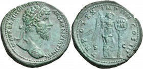Marcus Aurelius, 161-180. Sestertius (Orichalcum, 33 mm, 25.67 g, 12 h), Rome, summer-December 166. M AVREL ANTONINVS - AVG ARM PARTH MAX Laureate hea...