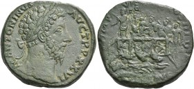 Marcus Aurelius, 161-180. Sestertius (Orichalcum, 30 mm, 23.02 g, 12 h), Rome, 171-172. M ANTONINVS AVG TR P XXVI Laureate head of Marcus Aurelius to ...