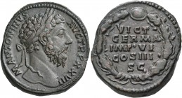 Marcus Aurelius, 161-180. Sestertius (Orichalcum, 30 mm, 29.14 g, 12 h), Rome, 172-173. M ANTONINVS AVG TR P XXVII Laureate head of Marcus Aurelius to...