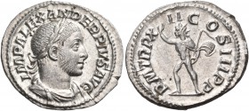 Severus Alexander, 222-235. Denarius (Silver, 19 mm, 2.92 g, 6 h), Rome, 233. IMP ALEXANDER PIVS AVG Laureate and draped bust of Severus Alexander to ...