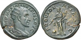 Maximinus I, 235-238. Dupondius (Orichalcum, 25 mm, 13.98 g, 12 h), Rome, 235-236. IMP MAXIMINVS PIVS AVG Radiate, draped and cuirassed bust of Maximi...
