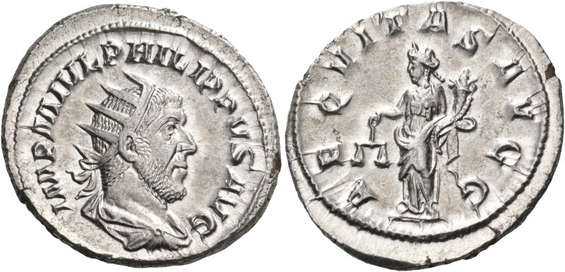 Philip I, 244-249. Antoninianus (Silver, 23 mm, 4.47 g, 6 h), Rome, 246. IMP M I...