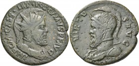 Postumus, Romano-Gallic Emperor, 260-269. Double Sestertius (Orichalcum, 34 mm, 19.72 g, 6 h), Cologne, 261. IMP C M CASS LAT POSTVMVS P F AVG Radiate...