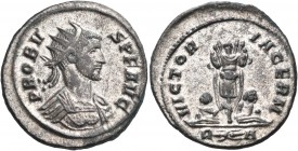 Probus, 276-282. Antoninianus (Bronze, but silvered, 22 mm, 3.81 g, 7 h), Rome, 1st officina, 281. PROBVS P F AVG Radiate and cuirassed bust of Probus...