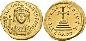 Tiberius II Constantine, 578-582. Solidus (Gold, 20 mm, 4.46 g, 6 h), Constantinople, 8th officina, 579-582. d M TIb CONSTANT P P AVG Draped and cuira...