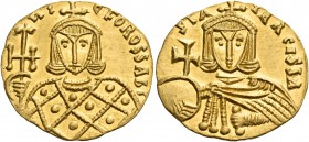 Nicephorus I, with Stauracius, 802-811. Solidus (Gold, 19 mm, 3.77 g, 6 h), uncertain Sicilian mint, probably Syracuse, 803-810 (but probably c. Decem...