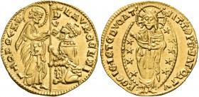 ITALY. Venice. Lorenzo Celsi, 1361-1365. Ducato (Gold, 20 mm, 3.55 g, 12 h), 58th Doge. LAVR•CELSI / DVX / S•M•VENETI On the left, St. Mark standing r...