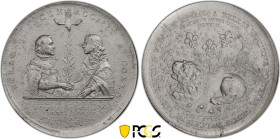 Belgium. Pair of Tin Uniface The Peace Treaty between Spain and France 1660 (Tin, 70.95 gr, 55 mm). Van Loon 1660-6. PCGS SP62

The Treaty of the Pyre...