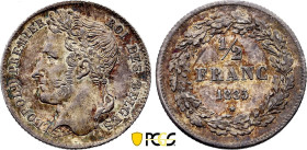 Belgium. Leopold I (1831-1865), 1/2 Franc 1835 (Silver, 2.53 gr, 18 mm). Dupriez 128, KM 6. PCGS MS62