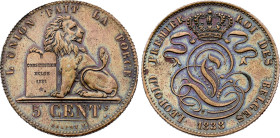 Belgium. Leopold I (1831-1865), Proof 5 Centimes 1838 (Copper, 8.81 gr, 28 mm). Dupriez 162, KM 5.2. Proof Uncirculated.

Proof strike on a thinner pl...