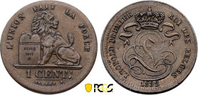 Belgium. Leopold I (1831-1865), 1 Centime 1832 (Copper, 1.98 gr, 17 mm). Bogaert 24B1, KM 1.1. PCGS AU58 BN

Single finest.