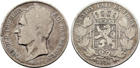 Belgium. Leopold I (1831-1865), 1 Franc 1850 (Silver, 4.81 gr, 23 mm). Bogaert 465B, KM 16. Fine.

Variety without dot in signature.