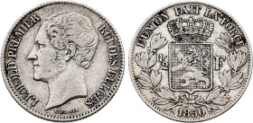 Belgium. Leopold I (1831-1865), 1/2 Franc 1850 (Silver, 2.47 gr, 18 mm). Bogaert 485B2, KM 15. Very Fine. 

Variety without dot in signature.