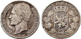 Belgium. Leopold I (1831-1865), 1/2 Franc 1850 (Silver, 2.46 gr, 18 mm). Bogaert 485B1, KM 15. Very Fine.

Variety without dot in signature.