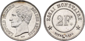 Belgium. Leopold I (1831-1865), Silver essai 2 Francs 1859 by Wiener (Silver, 9.99 gr, 28 mm). Dupriez 616. Proof Uncirculated.