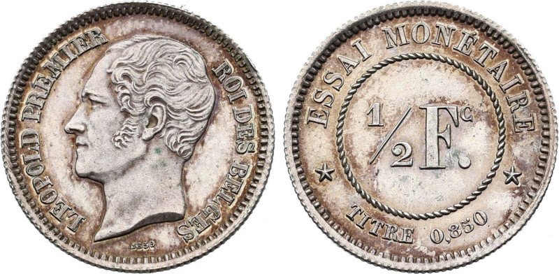 Belgium. Leopold I (1831-1865), Silver essai 1/2 Franc 1859 by Wiener (Silver, 2...