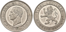 Belgium. Leopold I (1831-1865), Nickel essai 20 Centimes 1861 by Wiener (Nickel, 6.78 gr, 26 mm). Dupriez 843. Uncirculated.