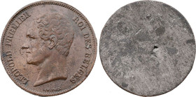 Belgium. Leopold I (1831-1865), Uniface Obverse Bronzed Tin Trial 2-1/2 Francs (1848-1849) (Bronzed Tin, 8.62 gr, 30 mm). Dupriez unlisted, Bogaert un...