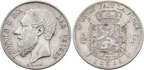 Belgium. Leopold II (1865-1909), 2 Francs 1866 (Silver, 9.93 gr, 27 mm). Dupriez unlisted (cfr 1036), Bogaert unlisted, KM 30. Very Fine.

The spacing...