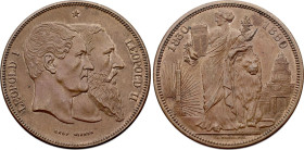 Belgium. Leopold II (1865-1909), Module of 10 Centimes 1880 (Bronze, 25.10 gr, 37 mm). Dupriez 1225, KM X 8a. About Uncirculated.

Variety with 10 ray...